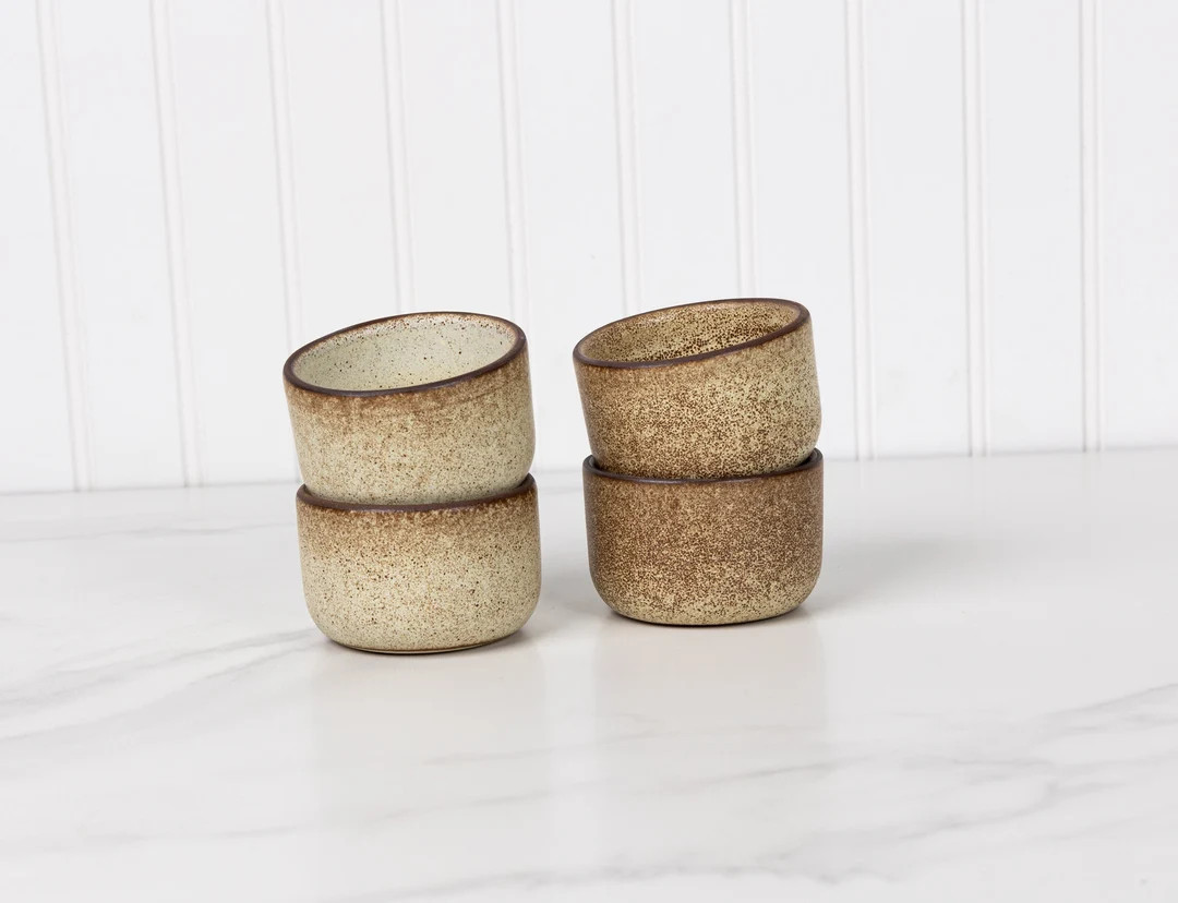 Ceramic Ramekin Set 4 Pc Pottery Sauce Cup Stoneware Trinket Dish Condiment Dipping Handmade USA ... | Etsy (US)