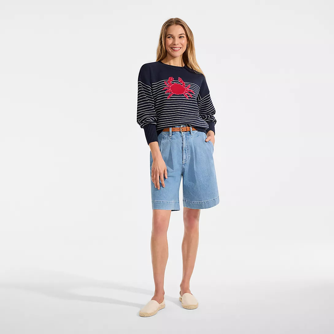 Women's Cotton Drifter Novelty Jacquard Crew Neck Sweater | Lands' End (US)