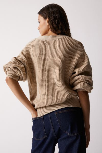 Rib-knit cardigan - Beige - Ladies | H&M GB | H&M (UK, MY, IN, SG, PH, TW, HK)