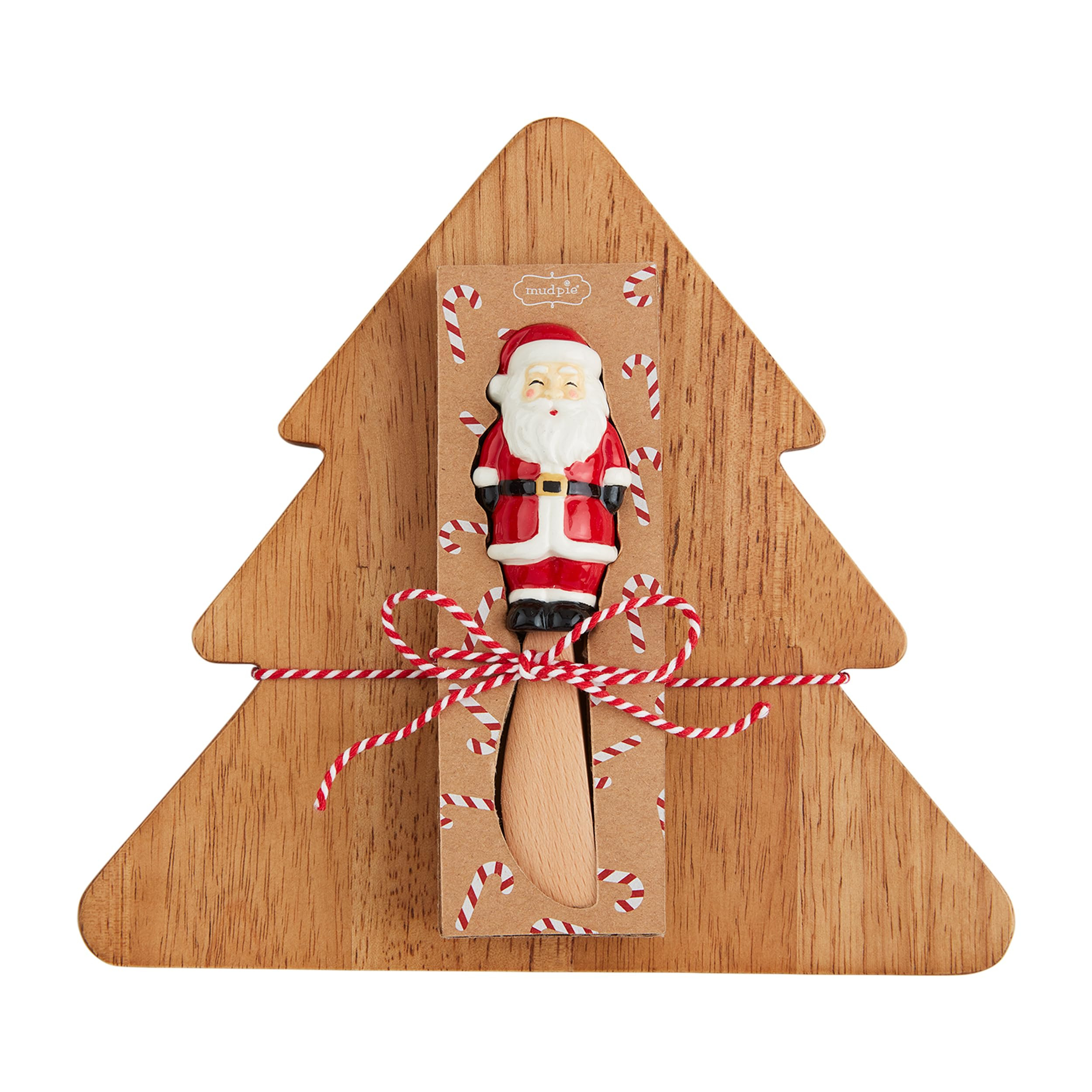 Mud Pie Santa Tree Sets Serving, board 7 3/4" x 8 3/4" | spreader 5", BROWN | Amazon (US)