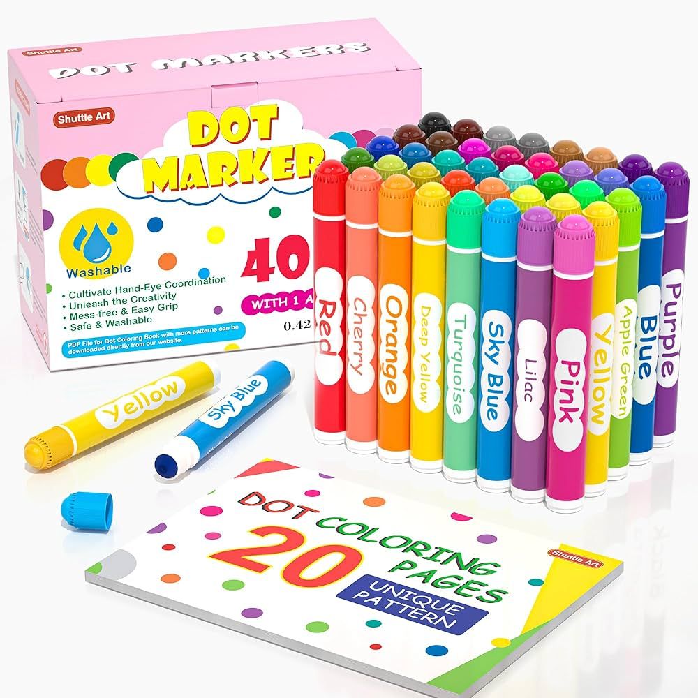 Shuttle Art Dot Markers, 40 Colors Washable for Toddlers with Free Activity Book, Bingo Daubers S... | Amazon (US)