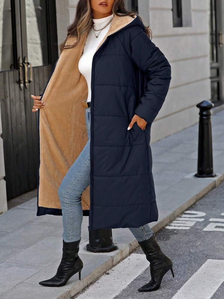 SHEIN Relaxiva Women's Casual Zipper Hooded Regular Jacket, Daily Wear | SHEIN