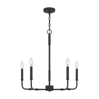 Abner 5- Light Matte Black Chandelier | The Home Depot