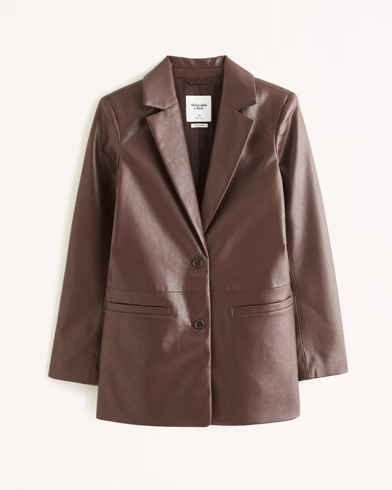 Women's Vegan Leather Blazer | Women's Coats & Jackets | Abercrombie.com | Abercrombie & Fitch (US)