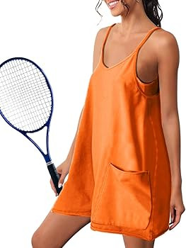 Athletic Dress for Women FP Dupes Hot Shot Mini Dress Onesie Oversized Romper Pockets Free Built-... | Amazon (US)