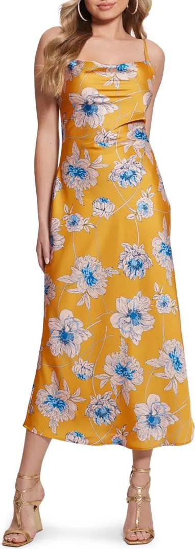 Akilina Floral Print Satin Midi Dress | Nordstrom