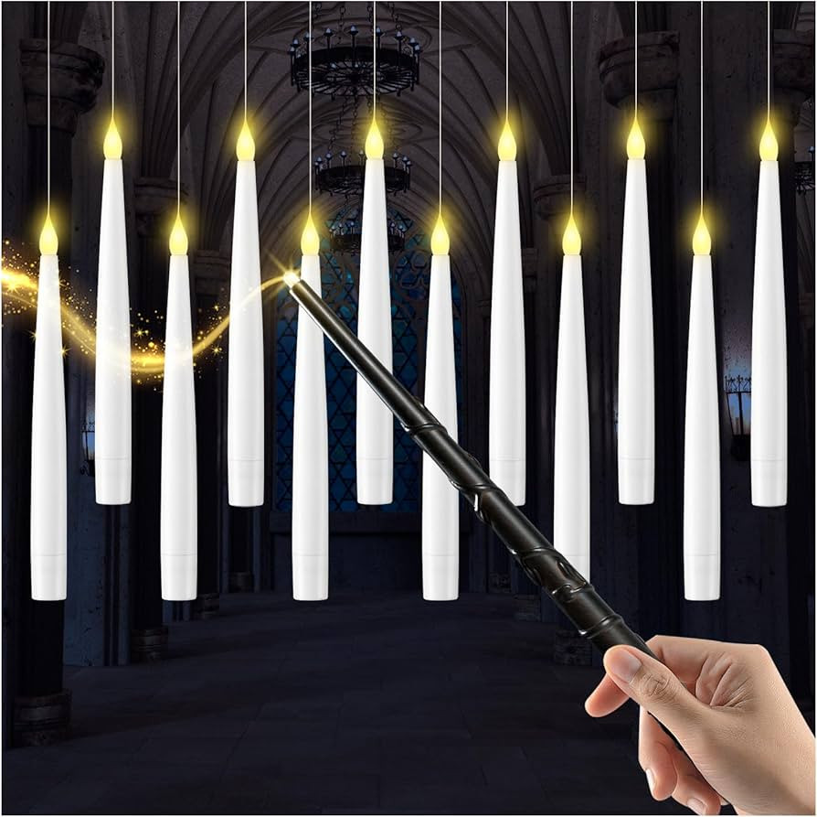 Prerish12PCS Floating Candles with Wand, Flickering Warm Light Taper LED Flameless Candles with W... | Amazon (US)