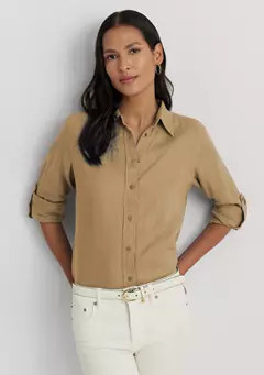 Lauren Ralph Lauren Roll Tab Sleeve Linen Shirt | Belk
