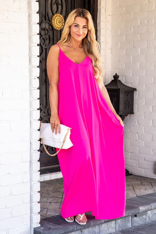 Got Your Back Hot Pink Maxi Dress | Pink Lily