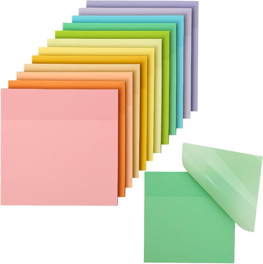 Mr. Pen- Transparent Sticky Notes, 3”x3”, 12 Pads, 600 Sheets, Macron Pastel, Bible Journalin... | Amazon (US)