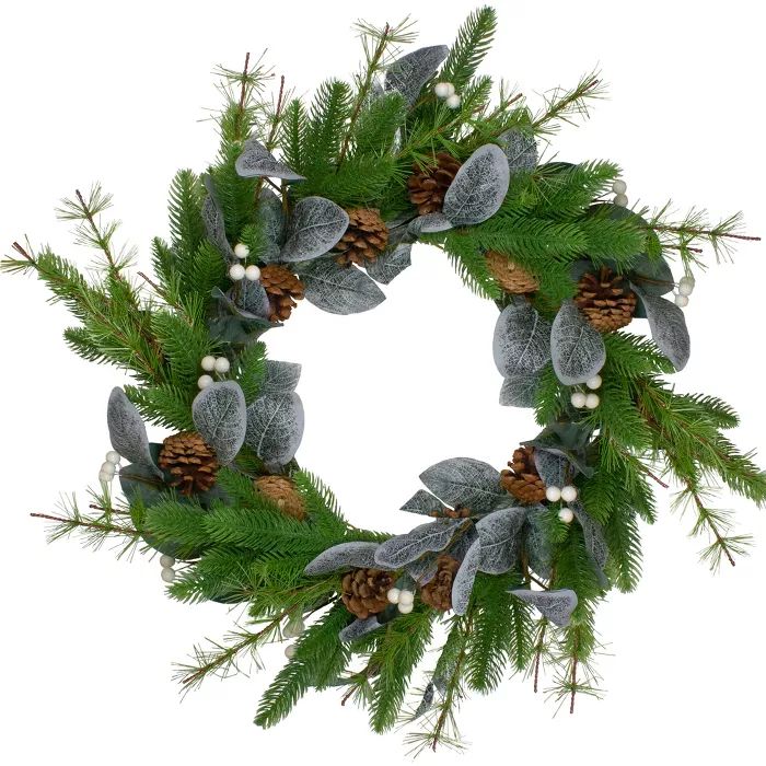 Northlight Mixed Pine, White Berries and Pinecones Artificial Christmas Wreath - 22-Inch, Unlit | Target