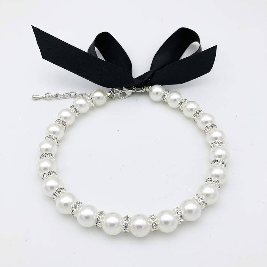 PETFAVORITES Diamond Dog Pearls Necklace Jewelry for Small Dogs Puppy - Bling Rhinestones Cat Wed... | Amazon (US)