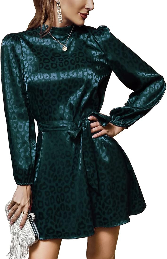 Laqeyko Women Satin Dress Long Sleeve Cocktail Dresses for Women Evening Party | Amazon (US)