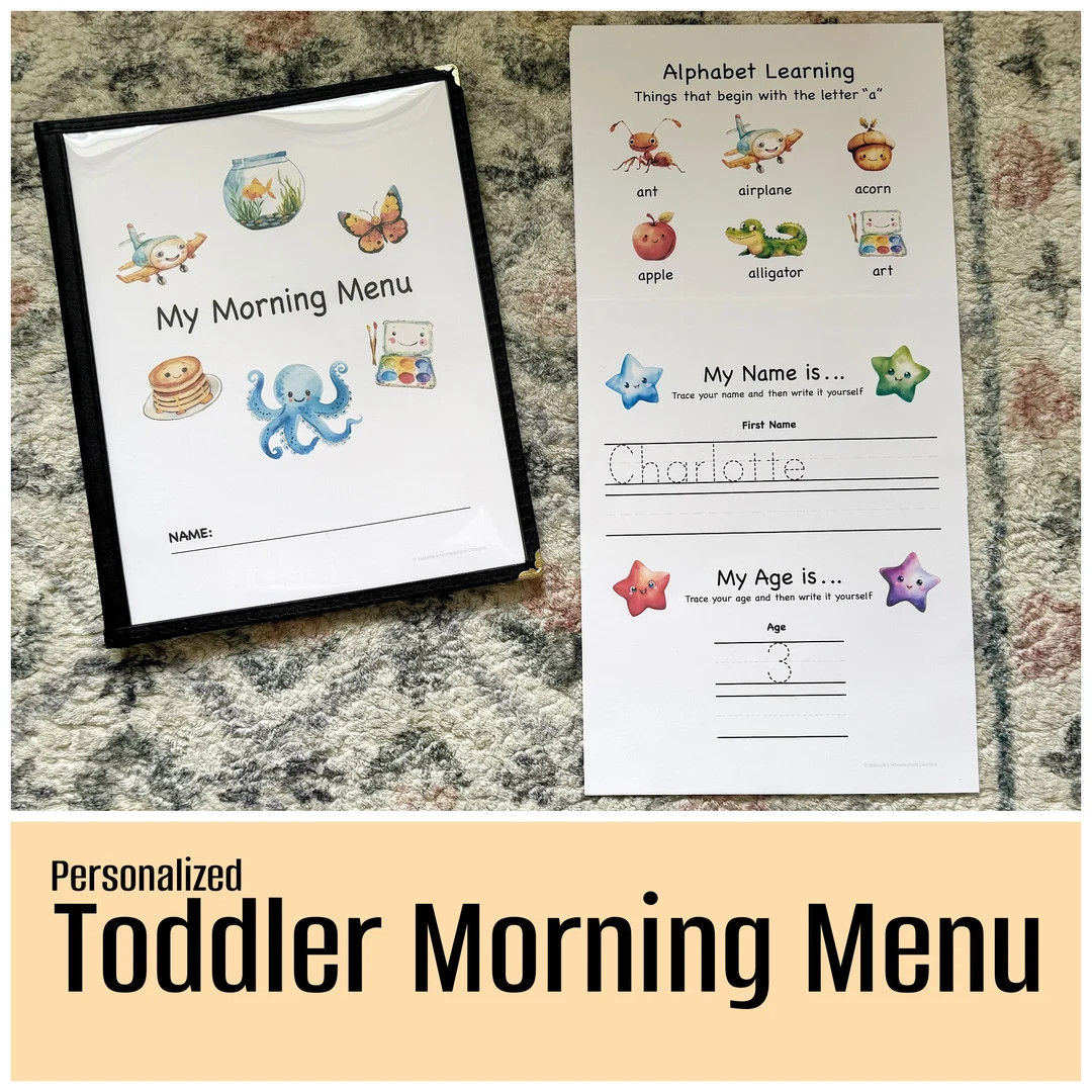 Personalized Morning Menu for Toddlers Custom Name & Age 21 Educational Activities Tracing, Count... | Etsy (US)