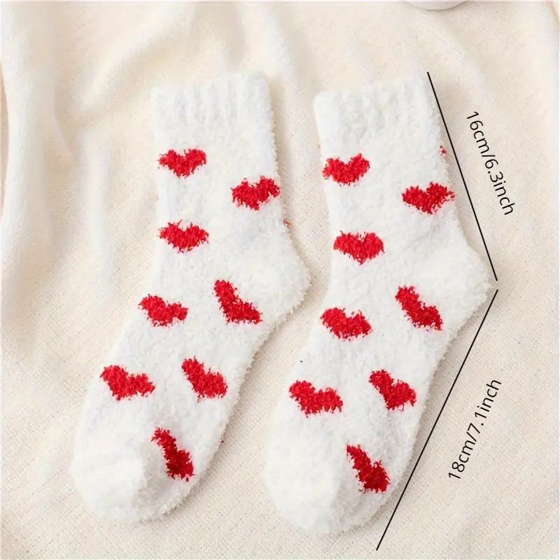 Winter Heart shaped Printed Socks For Women Thick And Warm - Temu | Temu Affiliate Program