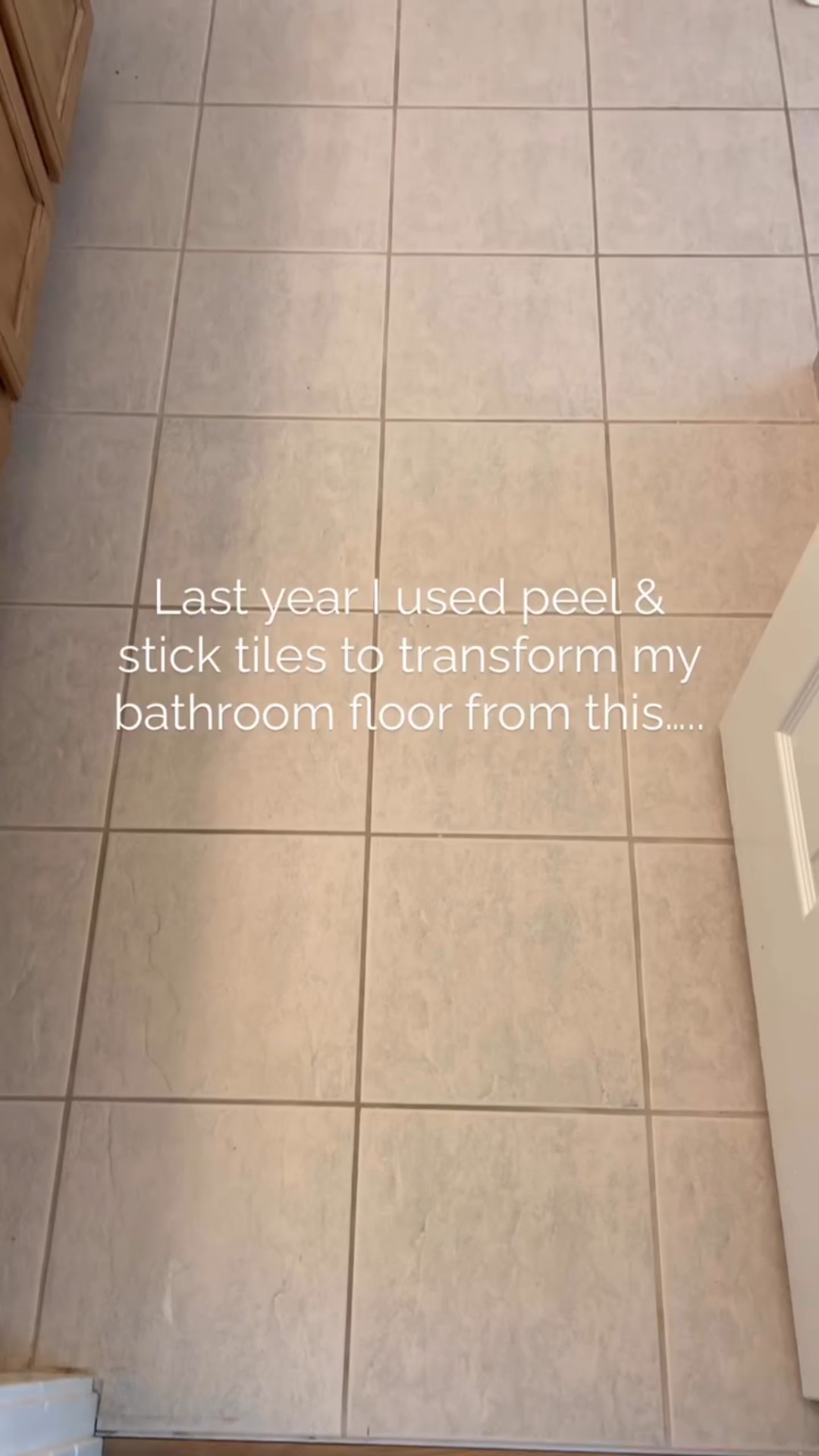 It’s been one year since I did the peel & stick tiles in our bathroom and lately I’ve been getting lots of DMs asking how they’ve held up!

The answer is… they look exactly the same today as they did a year ago. They are in perfect condition. They were easy to put down and are easy to clean. We have really been impressed by them!

I have another reel on my page with the process as well as a highlight of it all! Comment TILES and I’ll send you the link to the tiles I used 🖤 

EQUIPMENT NEEDED
If filling grout lines you'll need:
• putty knife
•thinset mortar (I used Mapei Rapid-Setting All-in-one grout replacement in eggshell)
•sand paper
• cleaning products for getting up dust (I vacuumed with a shopvac then swept and mopped with a swiffer)

Everything else:
• peel & stick tiles
• utility knife/exacto knife, scissors
• measuring tape
•colored chalk (anything besides white)

https://liketk.it/5kE1s #ltkhome

#bathroommakeover #peelandsticktiles #tilefloor #checkerboardfloor #bathroominspo
