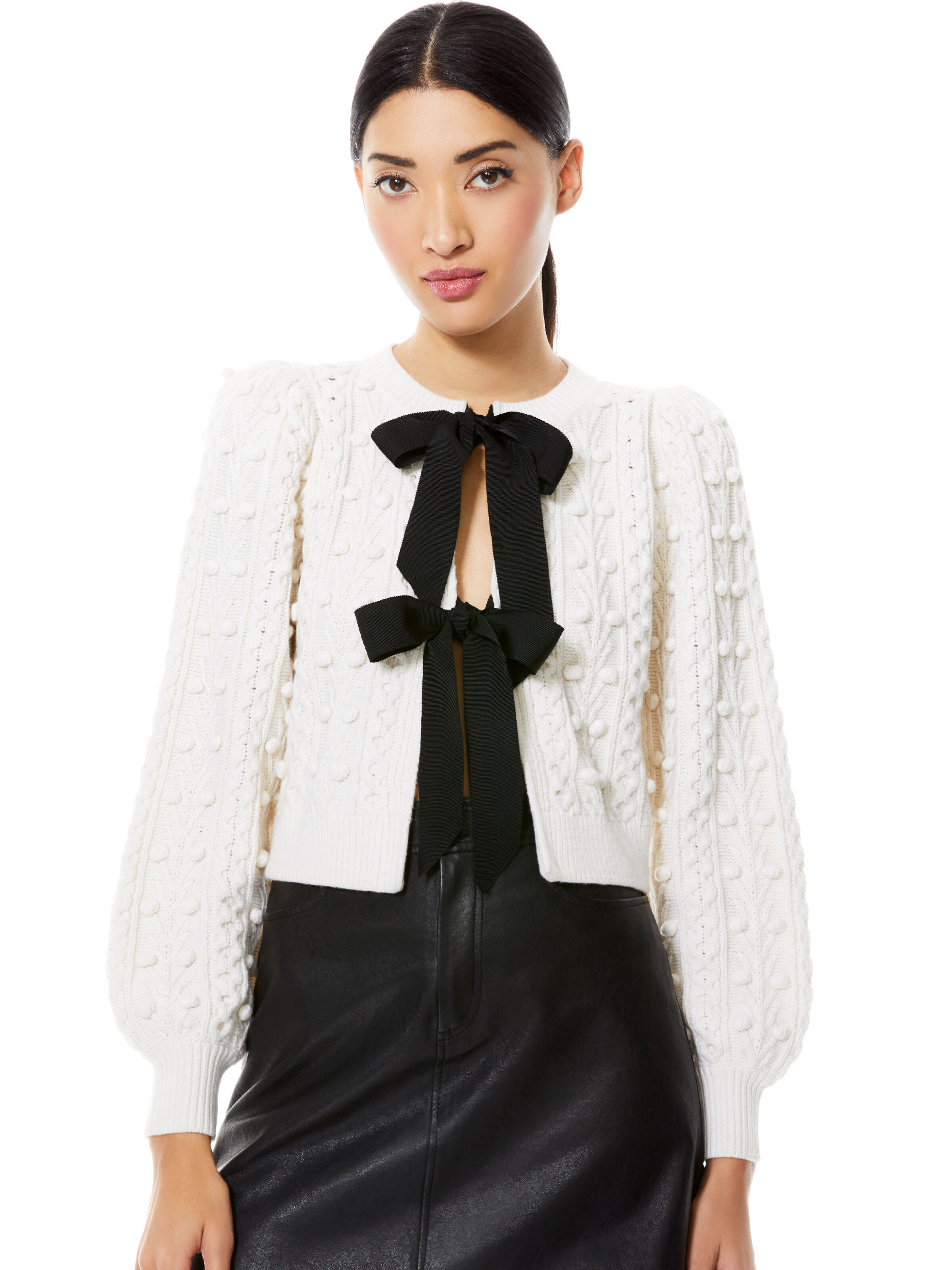 alice + olivia KITTY PUFF SLEEVE CARDIGAN | Alice + Olivia