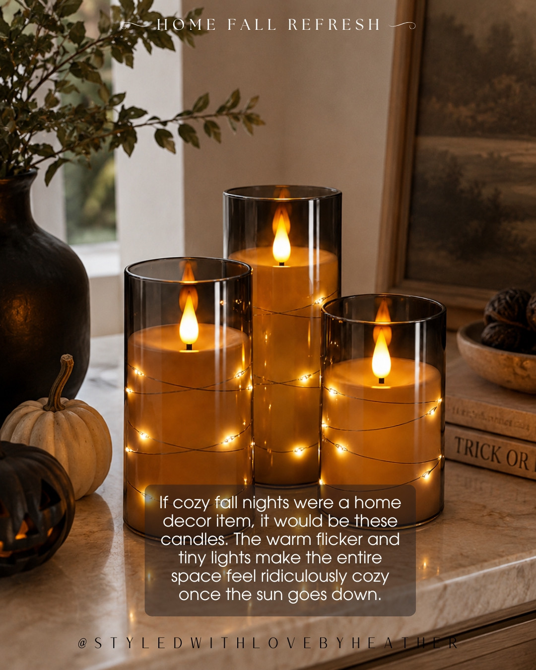 These are for anyone who wants their home to feel extra cozy the second the sun goes down. ✨ The warm flicker + tiny lights create the prettiest fall glow, and they look gorgeous mixed into Halloween decor too. Shop these cozy home finds below! 

 #LTKdayinmylife #LTKvlog #LTKHome
