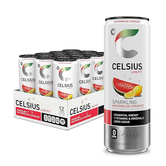 CELSIUS Sparkling Watermelon Lemonade, Sugar Free Energy Drink, 12 Fl Oz (Pack of 12) | Amazon (US)