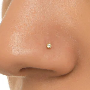 Genuine Diamond C/L Wire Nose Stud in 14k Solid Gold, 22g Twist Nose Pin & Body Jewelry | Etsy (US)