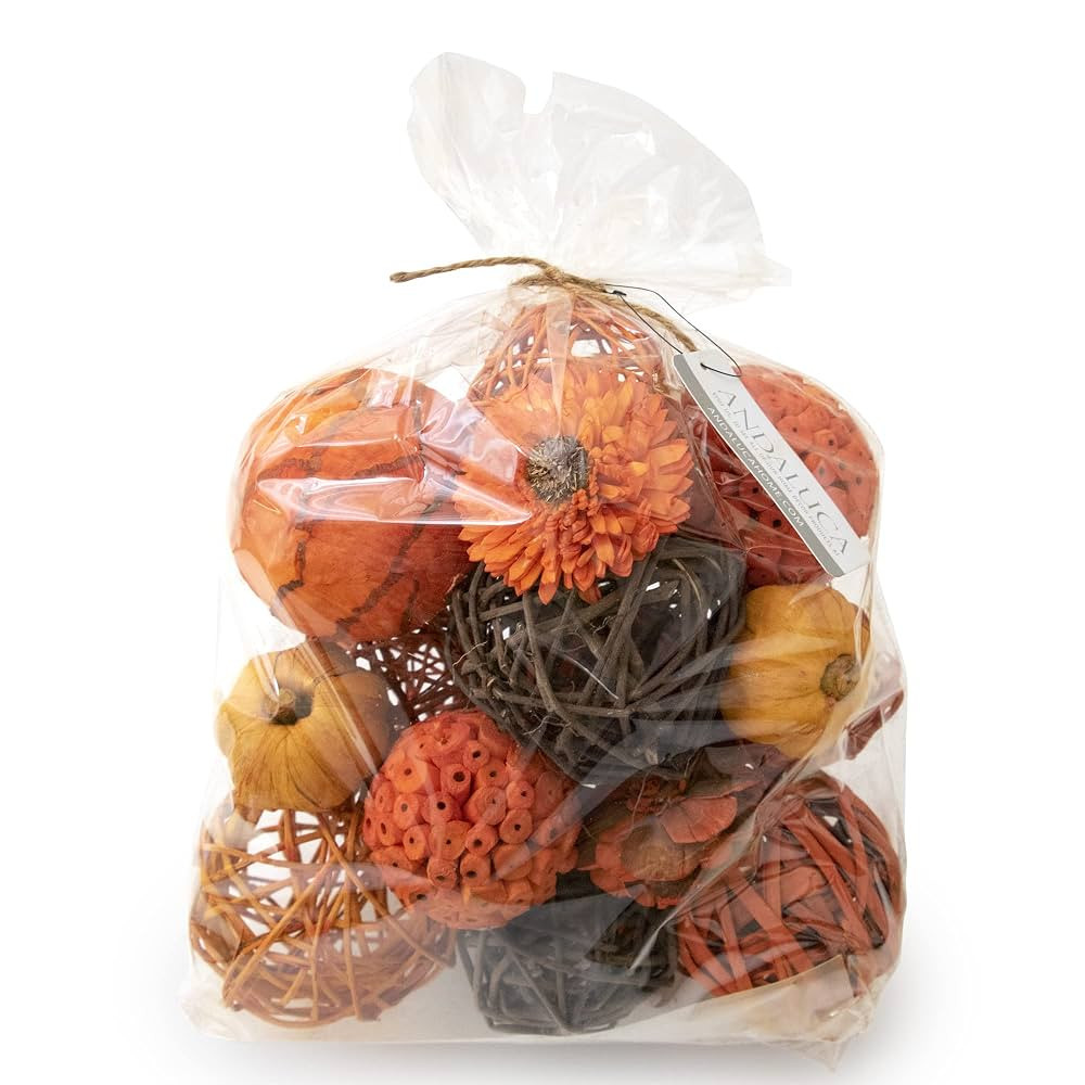 ANDALUCA Orange Decorative Vase Filler Bag with Mini Pumpkins, Orbs, Balls & Flowers Bowl Filler ... | Amazon (US)