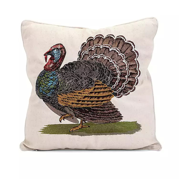 New!
											Embroidered Turkey Harvest Pillow | Kirkland's Home