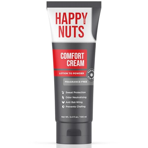 HAPPY NUTS Comfort Cream Deodorant For Men: Anti-Chafing Sweat Defense, Odor Control, Aluminum-Free Mens Deodorant & Hygiene Products for Men's Private Parts 3.4 Fl Oz (1 Pack), Fragrance-Free | Amazon (US)