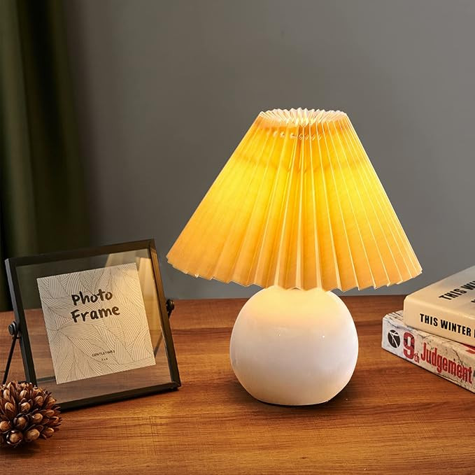 Korean Lamp Pleated Table Lamp Small Table Lamp, Bedside Lamp Nightstand Lamp Mini Lamp Table Lam... | Amazon (US)