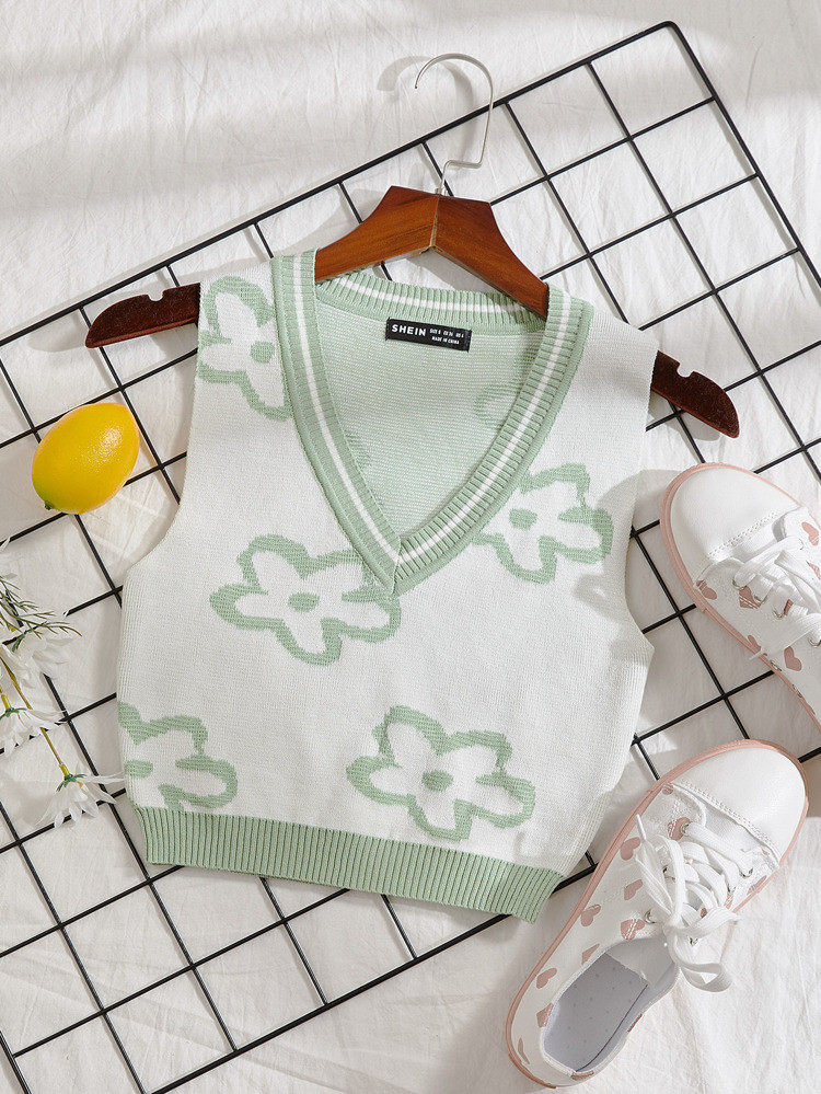 Floral Pattern Sweater Vest | SHEIN
