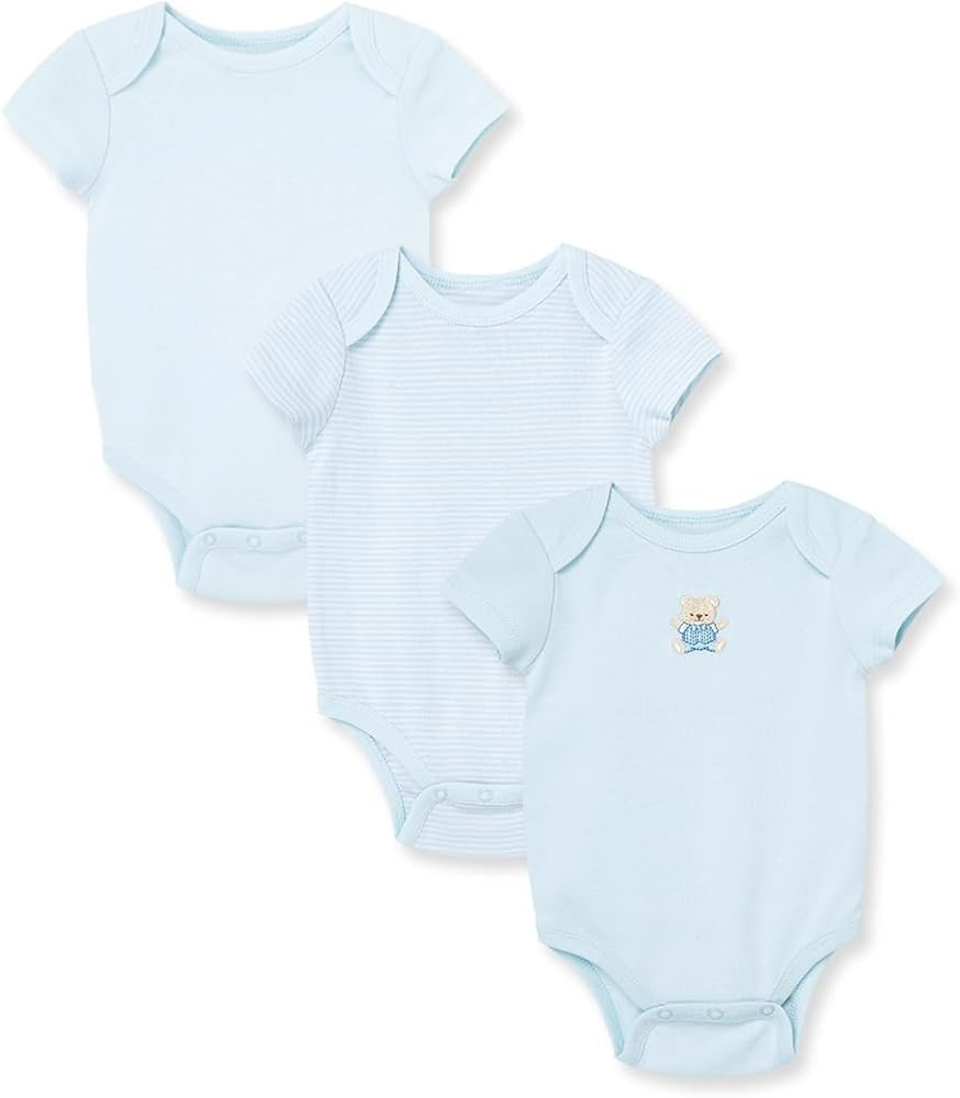 Little Me Clothes for Baby 3-Pack 100% Cotton Scratch Free Tag Bodysuits, Newborn to 9 Months | Amazon (US)