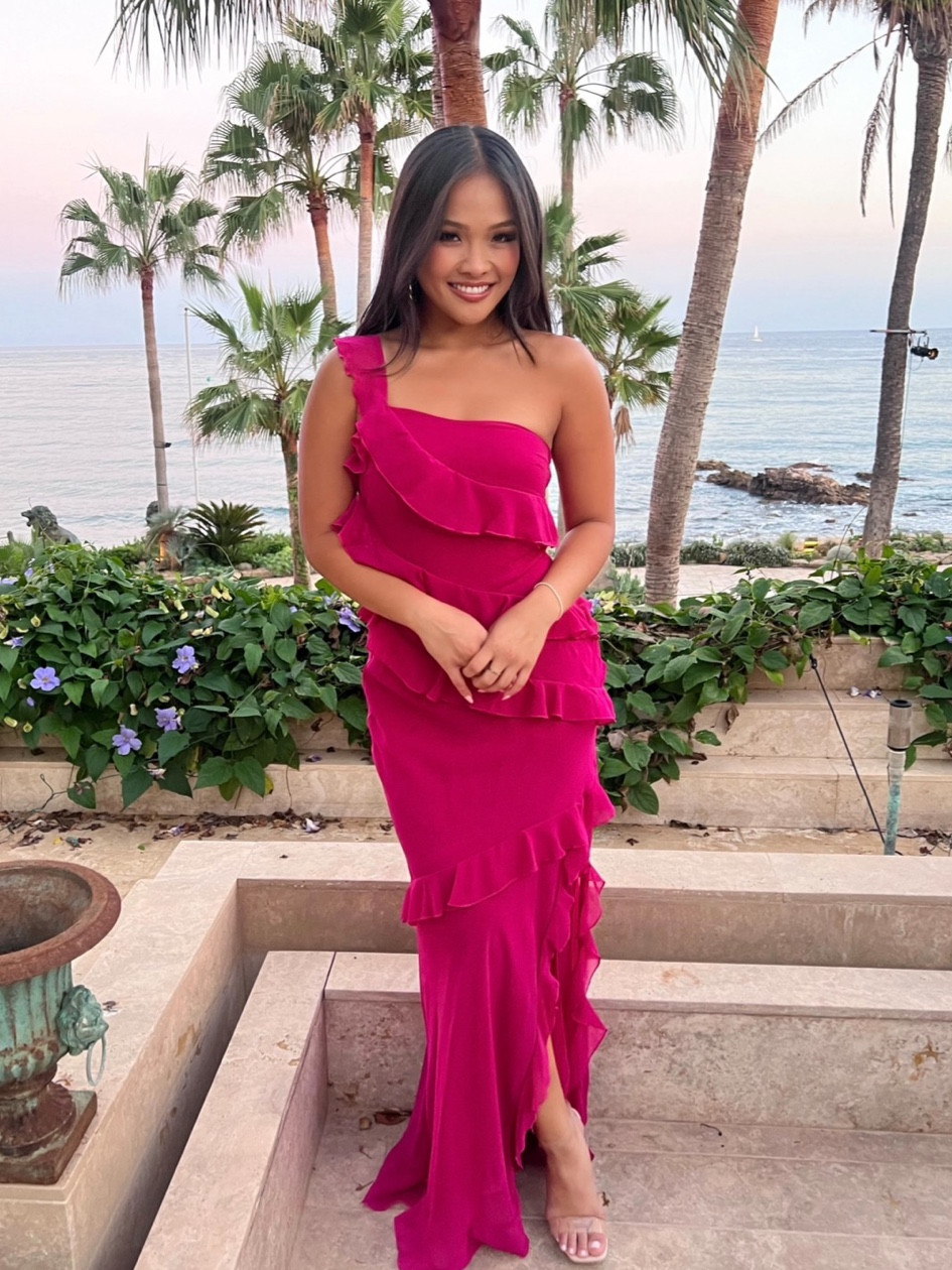 mango hot pink dress Mango Pink Pleated Asymmetric Dress by Mango