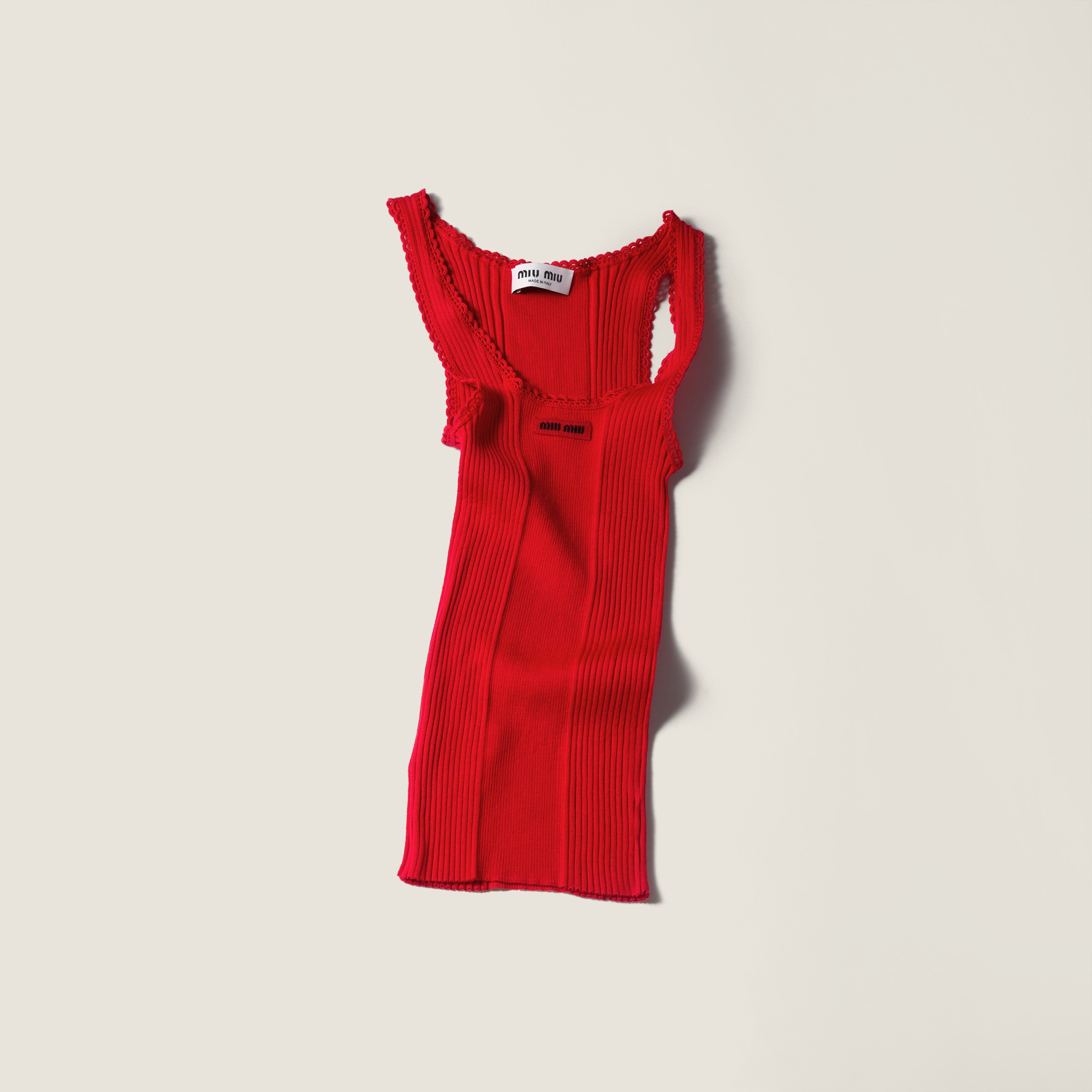 Ribbed knit wool tank top£ 1,460miumiunux_ | Miu Miu UK
