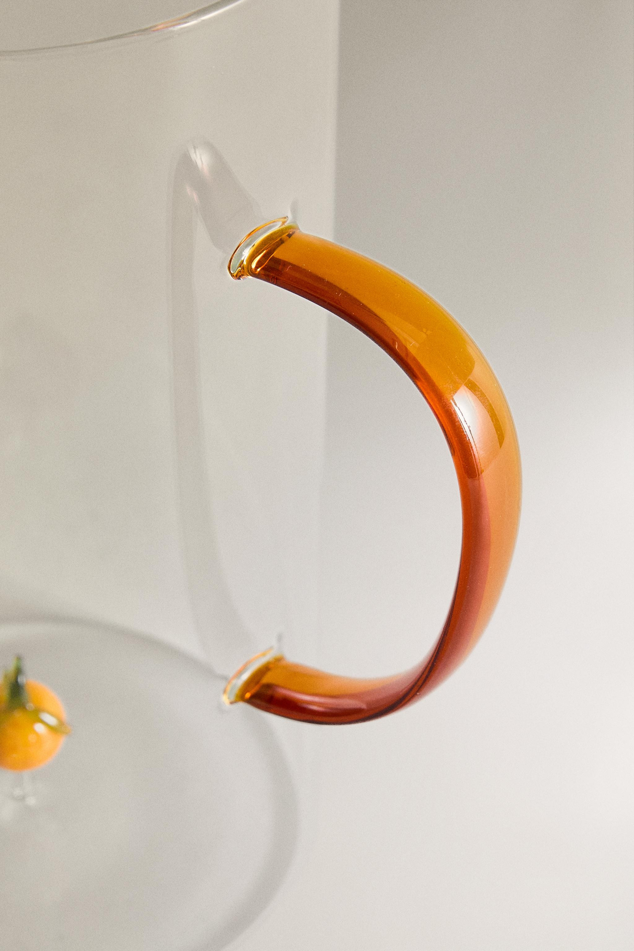 GLASS PITCHER WITH A HANDLE AND ORANGE DETAIL | Zara US