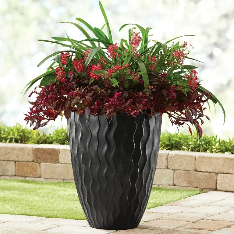 Better Homes & Gardens Colson Black Resin Planter, 15.9in W x 19.8in H, Set of 2 | Walmart (US)