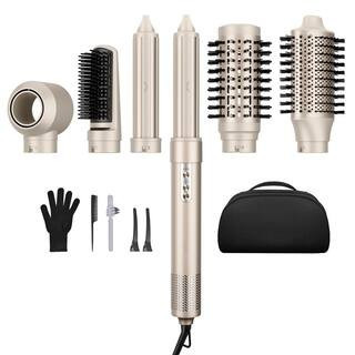 6 in 1 Hair Styler Dryer Brush in Gold with 110,000 RPM High-Speed for Curling, Volumizing, Straightening and Styling | The Home Depot