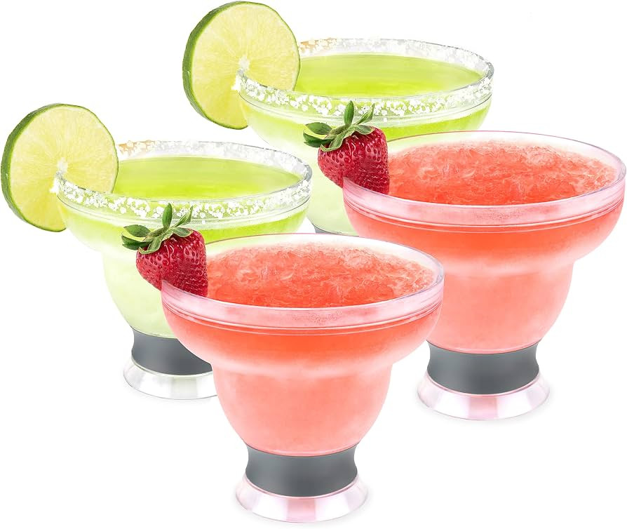 HOST FREEZE Margarita Cocktail Glasses, Frozen Cup Double Wall Plastic Margarita Glasses Drinking... | Amazon (US)