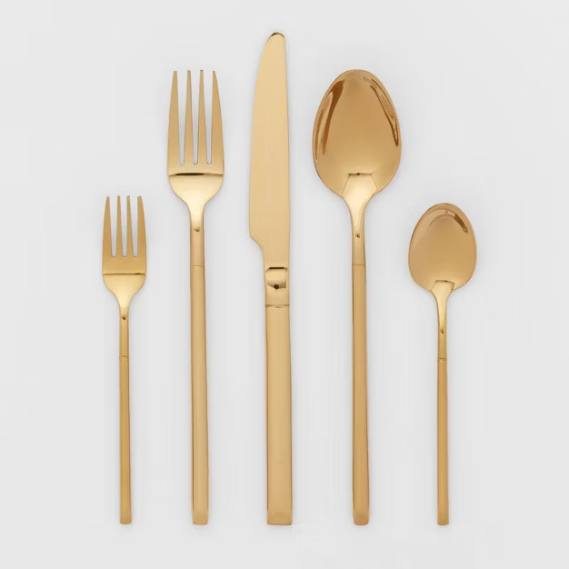 20pc Stainless Steel Brattleboro Silverware Set Gold - Threshold™ | Target