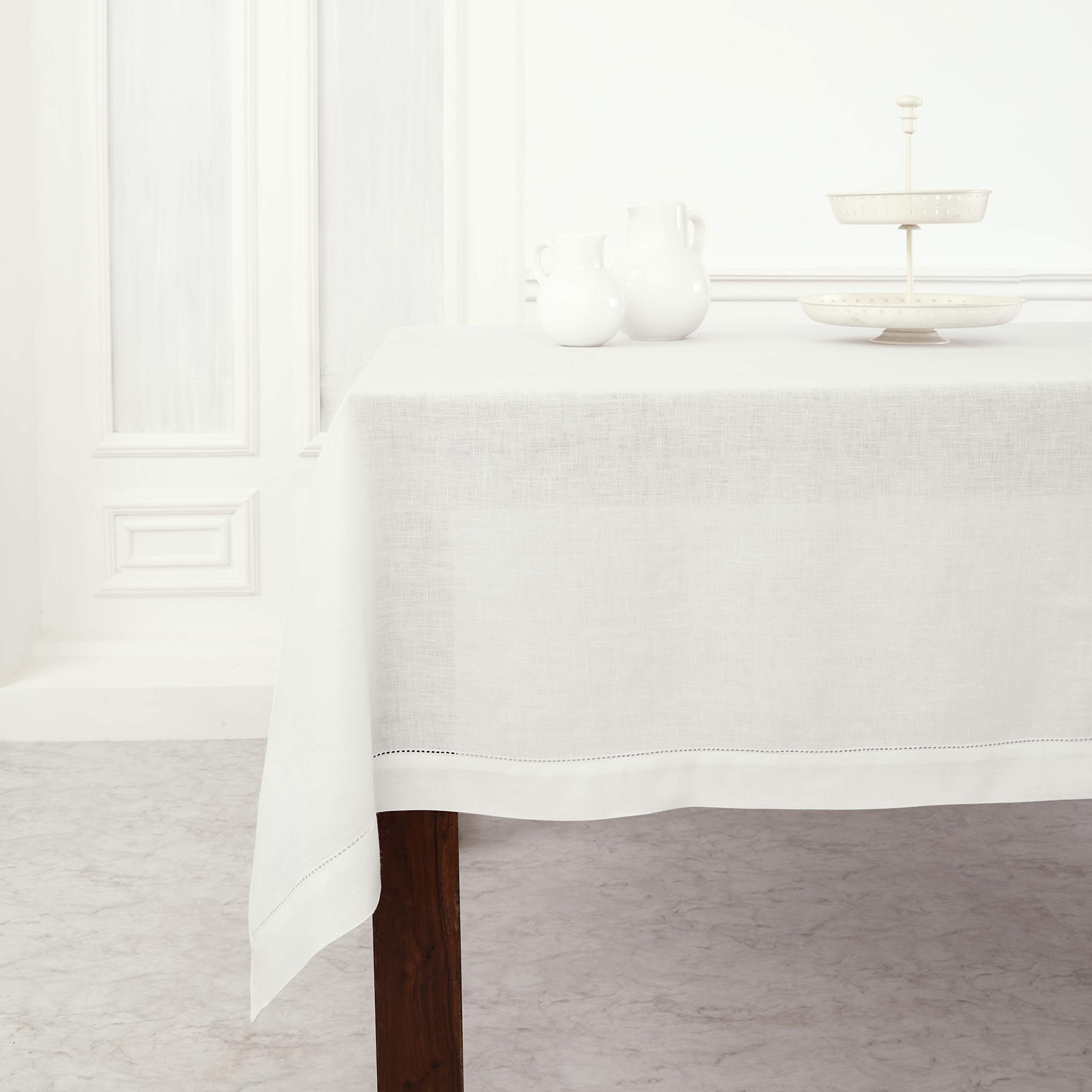Solino Home Linen Tablecloth for Rectangle Tables 60 x 90 Inch - Classic Hemstitch 100% Pure Line... | Amazon (US)