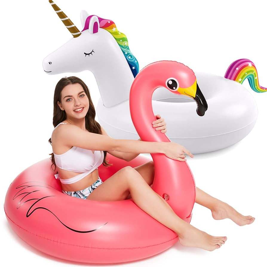 Inflatable Unicorn Flamingo Pool Floats - Jasonwell 2 Pack Pool Floaties Inflatables Rafts for Sw... | Amazon (US)