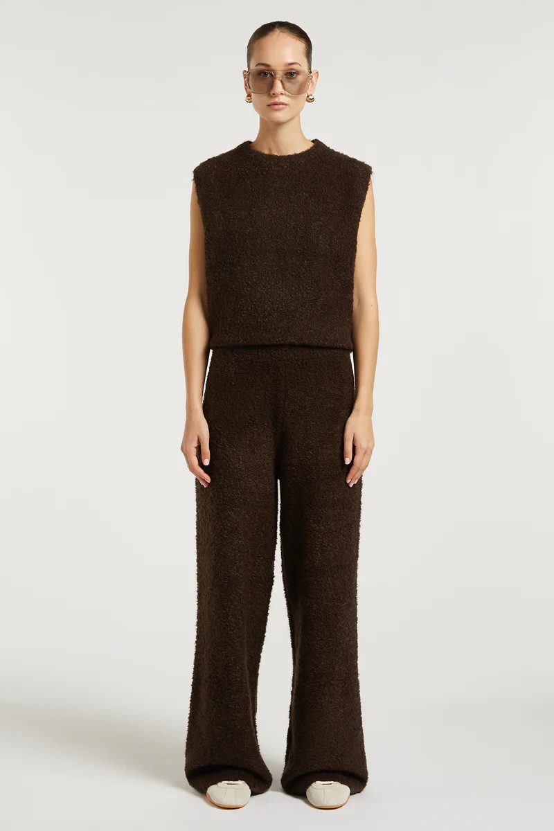 COCO Boucle Knit Joggers Dark Chocolate | 4TH ARQ Trousers | 4tharq 