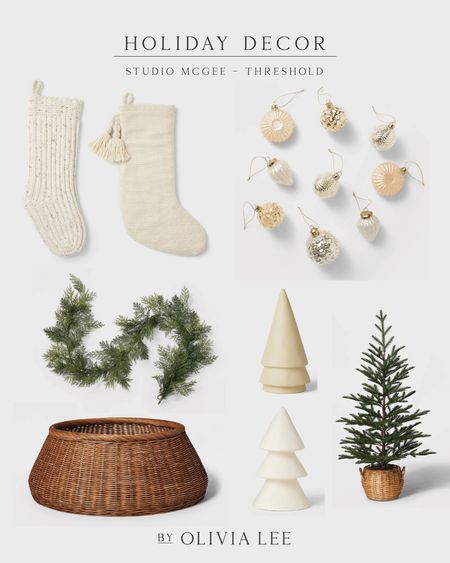 Target Threshold with Studio McGee 2023 Holiday Decor / Christmas decor finds! Knit stocking, Christmas ornament, artificial garland, artificial Christmas tree, woven tree skirt. #christmasdecor #holidaydecor #targetfinds 

#LTKSeasonal #LTKhome #LTKHoliday