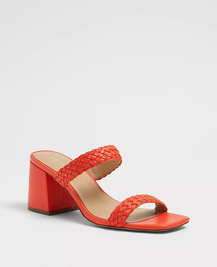 Peyton Woven Leather Strappy Block Heel Sandals | Ann Taylor | Ann Taylor (US)