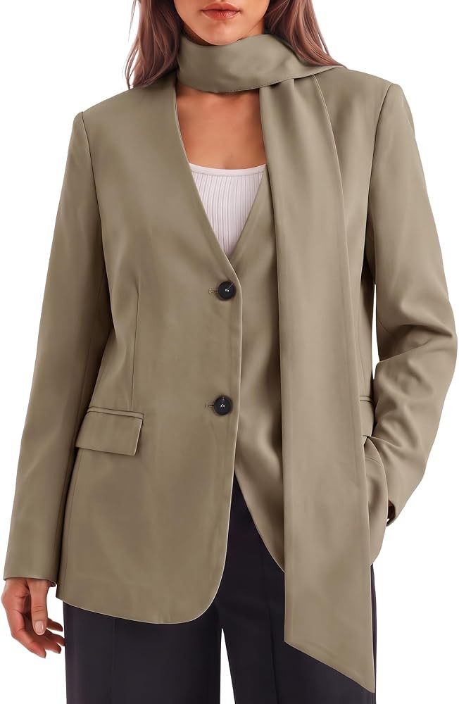 Cicy Bell Womens Plaid Casual Blazers V Neck Button Down Suit Jackets | Amazon (US)