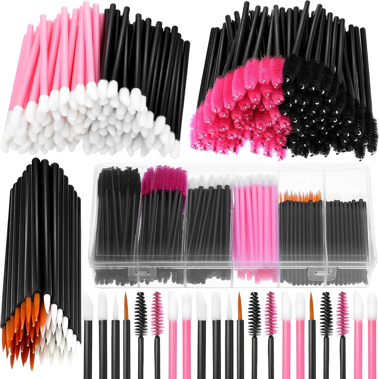 263 Pcs Makeup Applicators Tools Kit, 50 Disposable Eyeliner Brushes 112 Mascara Wands Eyelash Brush 100 Lipstick Applicators Lip Wands with Plastic Box Gifts for Women | Amazon (US)
