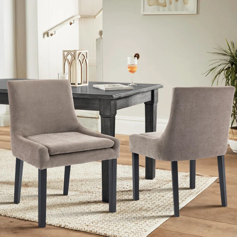 Demarrion Wide Corduroy Upholstered Solid Wood Dining Side Chair (Set of 2) | Wayfair North America