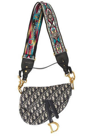 Dior Oblique Trotter Saddle Bag in Navy | FWRD 