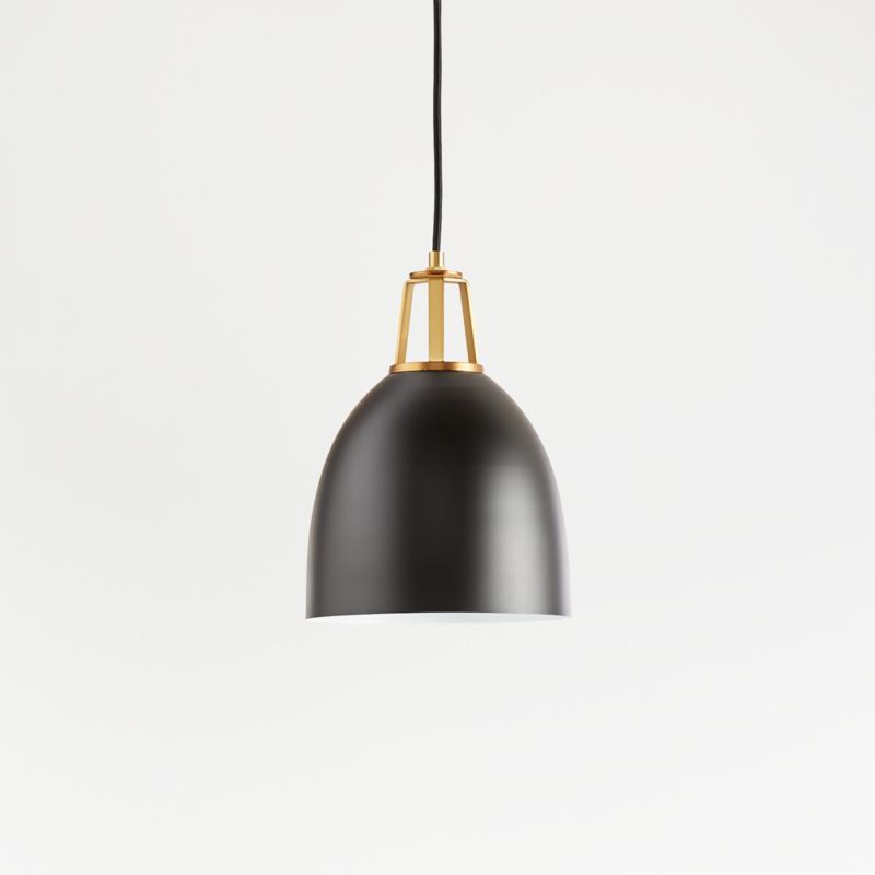 Maddox Black Dome Pendant Small with Brass Socket + Reviews | Crate and Barrel | Crate & Barrel