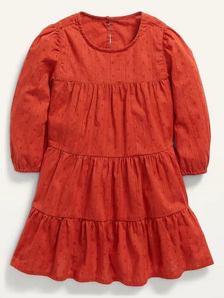Long-Sleeve Clip Dot Tiered Swing Dress for Toddler Girls | Old Navy (US)