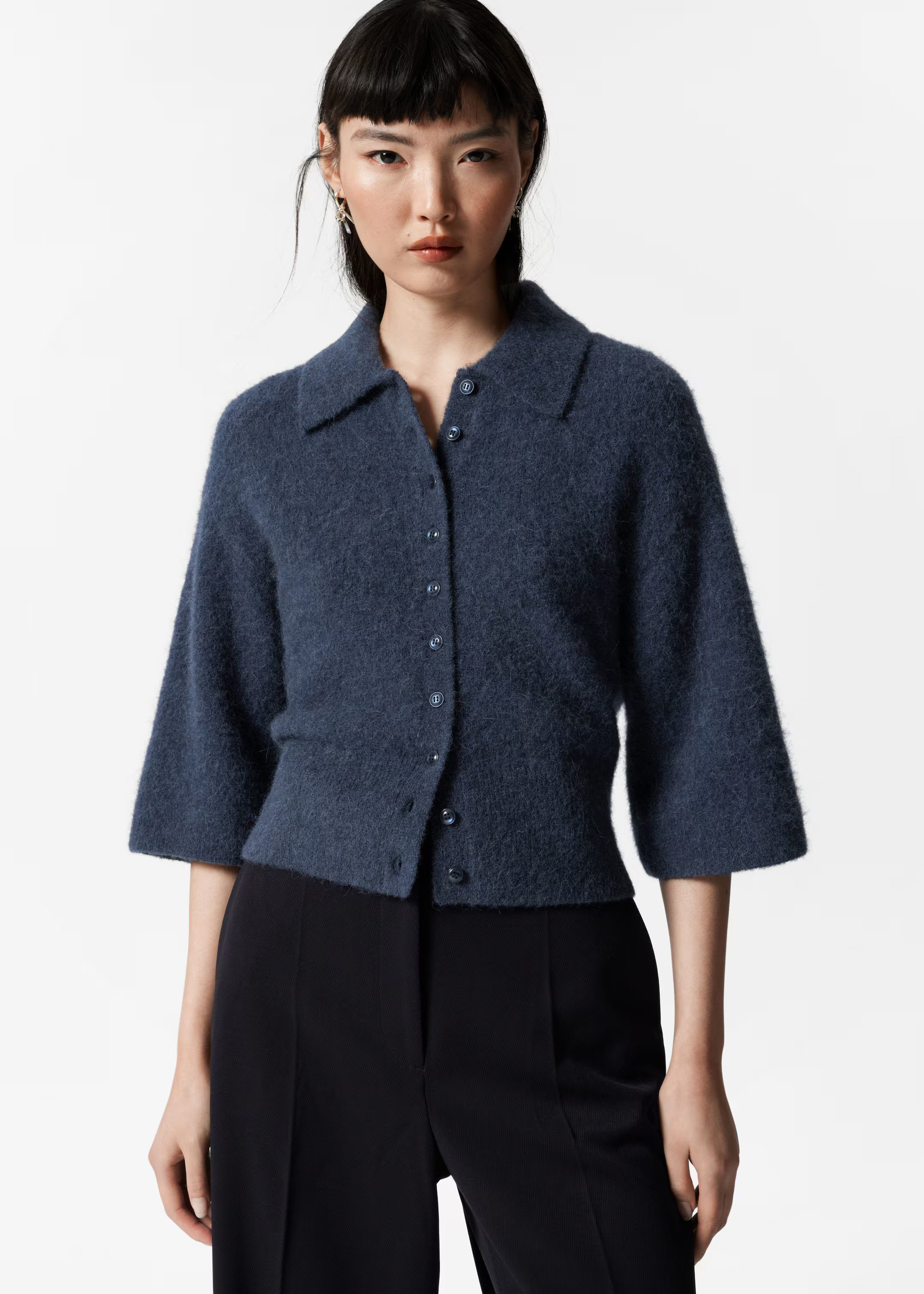 Kurzärmlige Strickjacke aus Alpaka-Mix - Dunkelblau - & Other Stories AT | & Other Stories EU