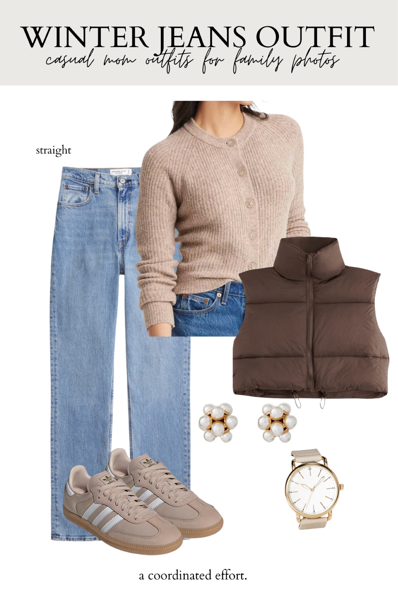 Mission: Make outfits I can wear multiple places 🤎
.
This outfit would be perfect for a casual holiday outfit, a travel outfit, OR I can even see it in a sweet family photo session in a park or on a winter walk 🥰
.
What to wear with sambas
Short vest outfit 
Cardigan outfit 
winter jeans outfit

#LTKFamily #LTKSeasonal #LTKHoliday